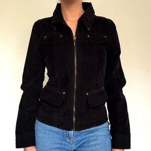 Y2K Black Corduroy Utility Jacket